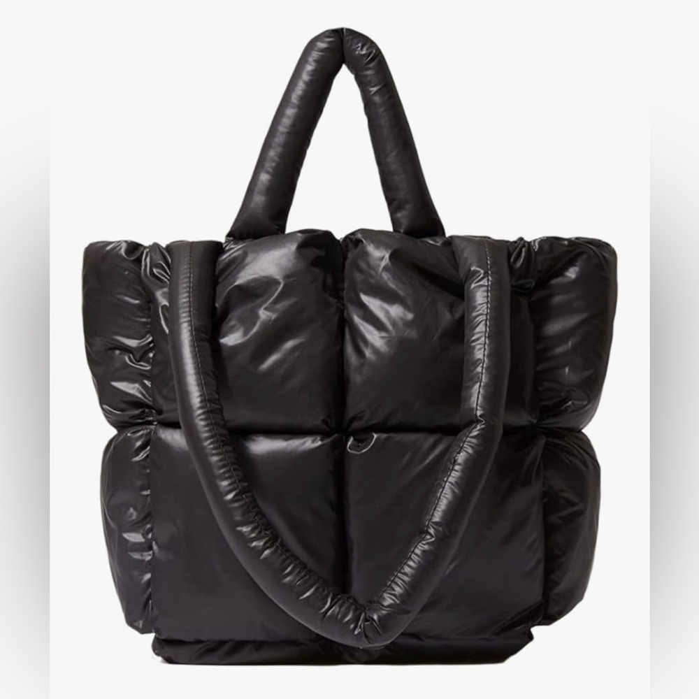 Chic Black Puffer Tote Bag